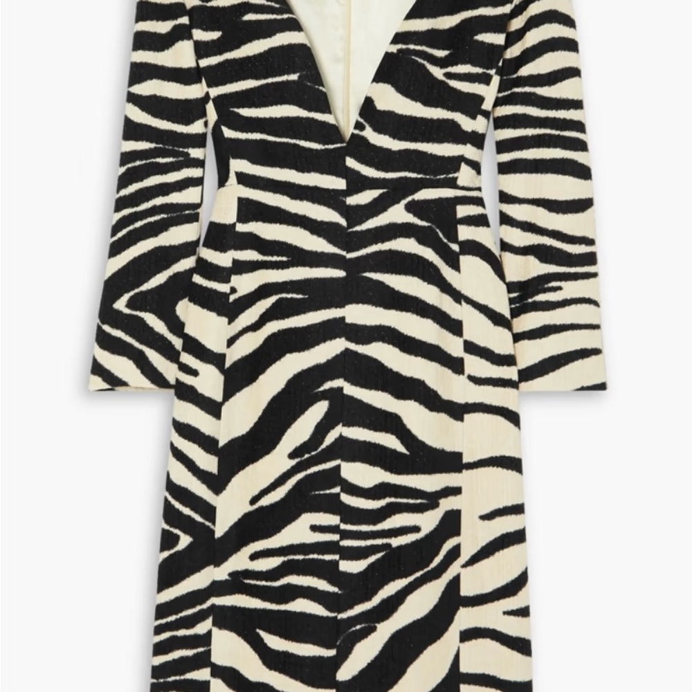 Dries Van Noten Black and White Zebra Long Sleeve Dress